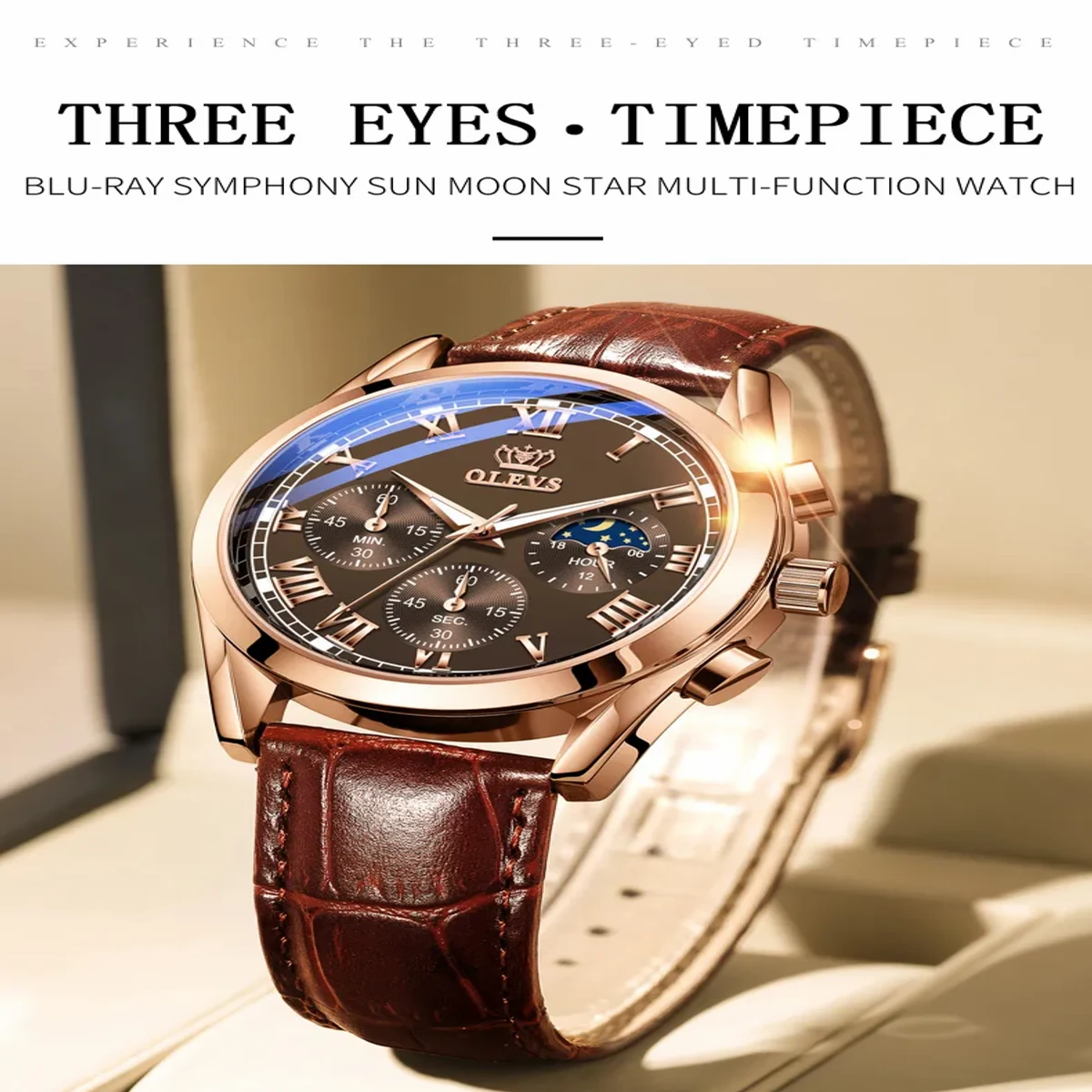 OLEVS WATCH MODEL 2871 FASHION WATCH FOR MEN BELT BROWN DIAL BROWN COOLER WATCH FOR MEN
