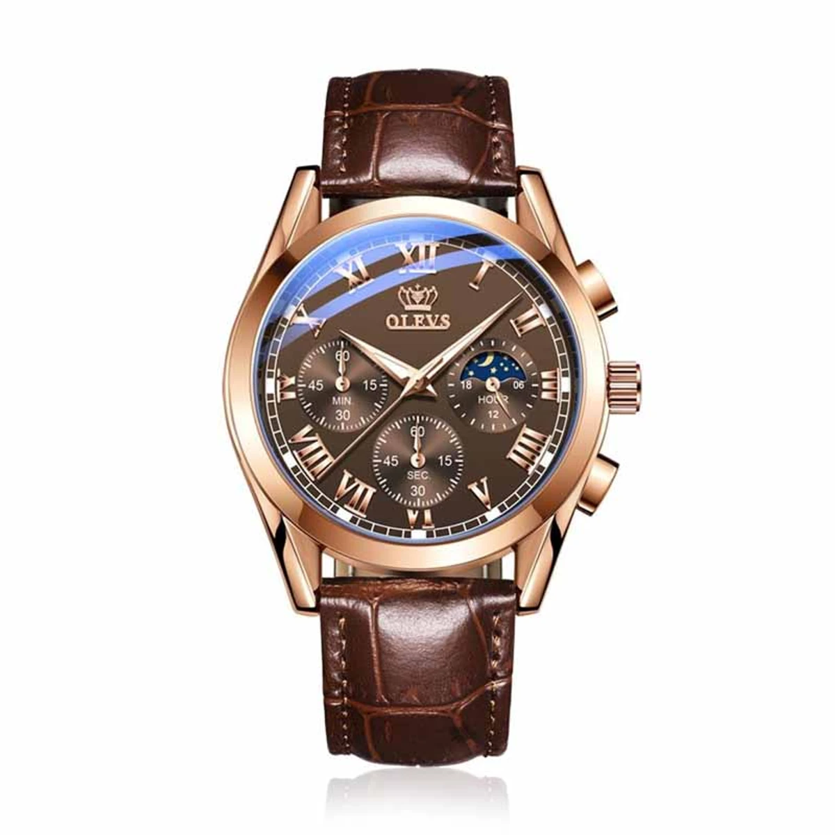 OLEVS WATCH MODEL 2871 FASHION WATCH FOR MEN BELT BROWN DIAL BROWN COOLER WATCH FOR MEN