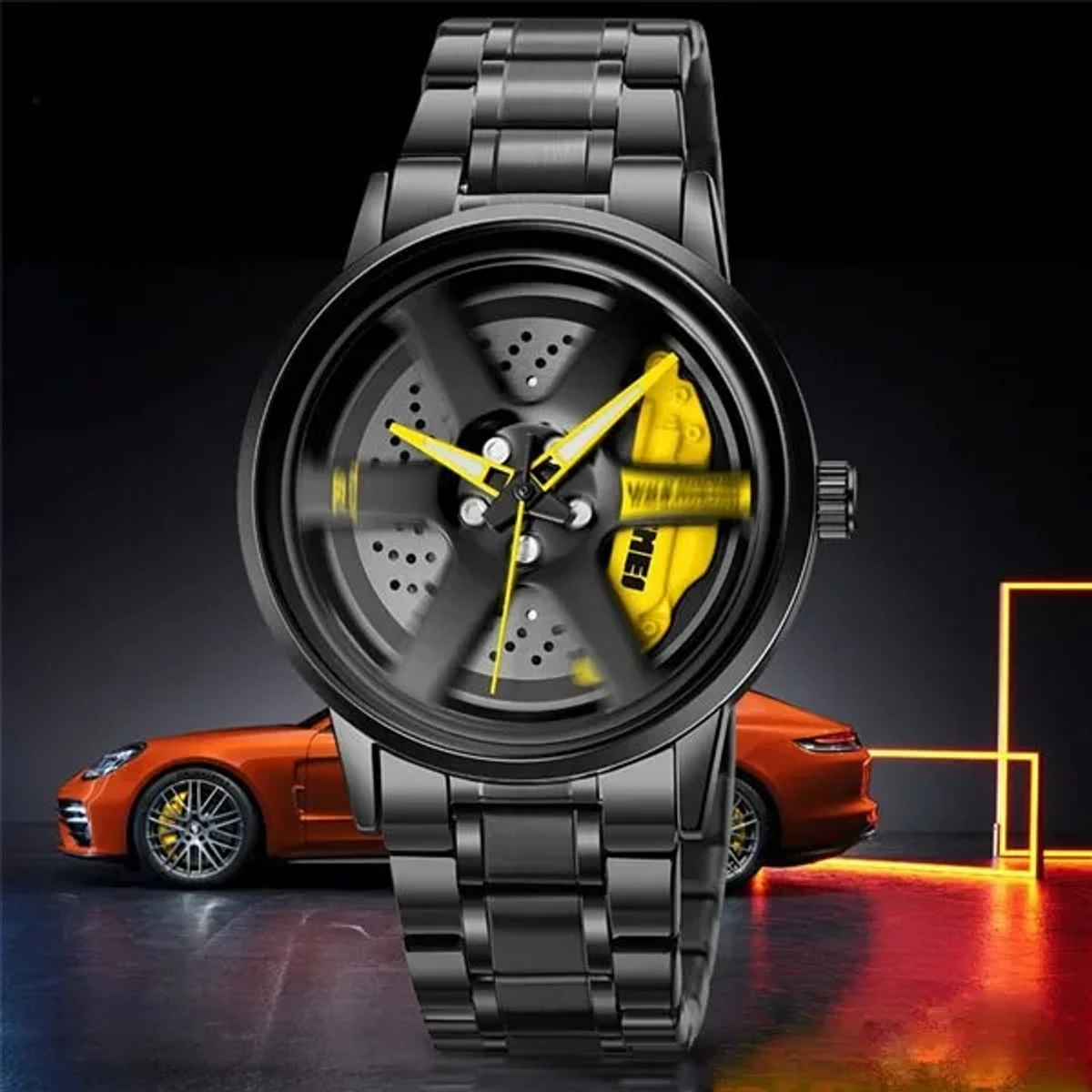 SKMEI WATCH MODEL 1787 CHAIN BLACK DIAL BLACK OR  YELLOW   COLOUR WATCH FOR MAN + এক পিস ব্যাটারি ফ্রি