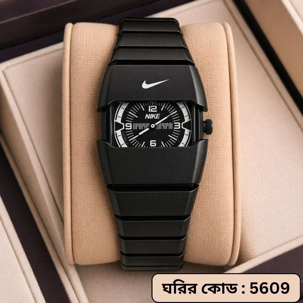 Premium Unisex Stylish Watch – Luxury Design - Nike Watch Model 9090 Full Black Colour  Dial Black Or White - এক পিস ব্যাটারি ফ্রি