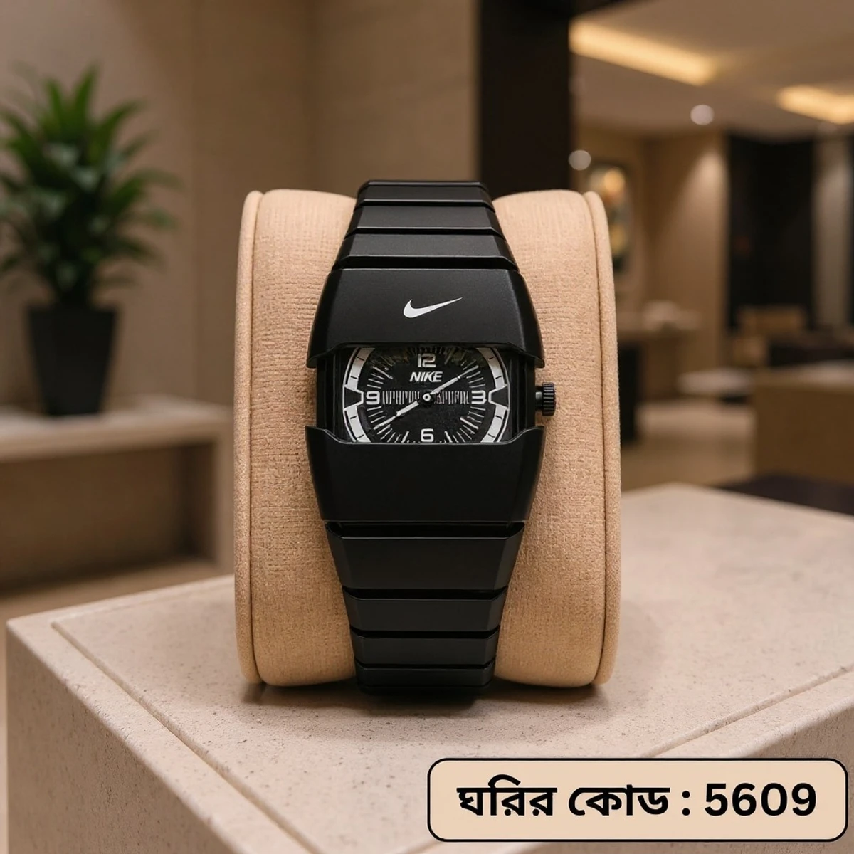 Premium Unisex Stylish Watch – Luxury Design - Nike Watch Model 9090 Full Black Colour  Dial Black Or White - এক পিস ব্যাটারি ফ্রি