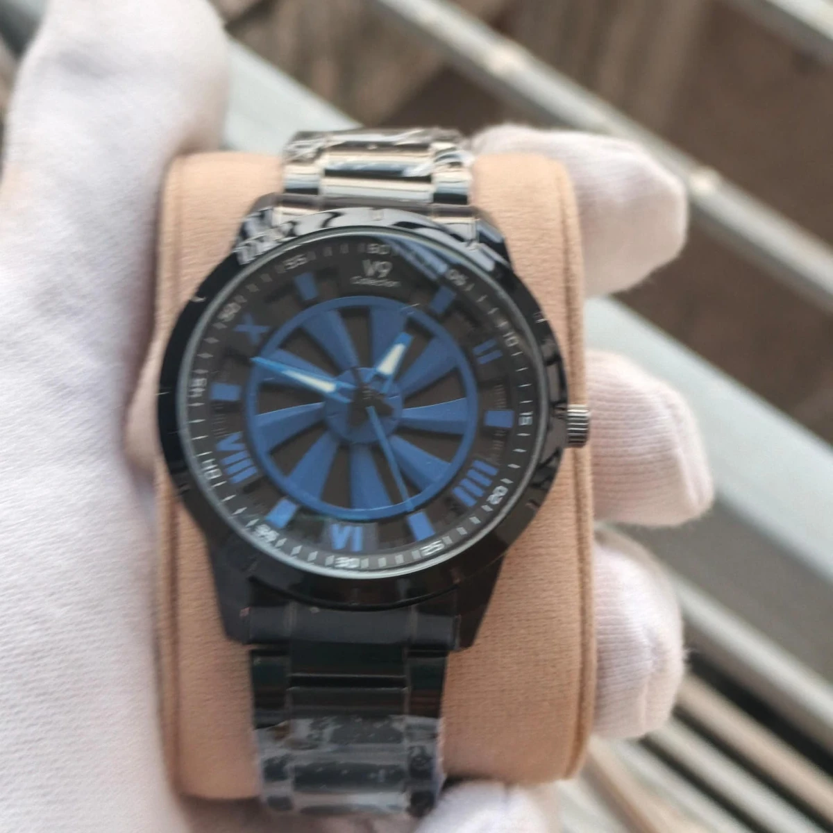 V9 WATCH MODEL 3040 CHAIN BLACK DIAL BLACK OR BLUE COLOUR WATCH FOR MAN + এক পিস ব্যাটারি ফ্রি