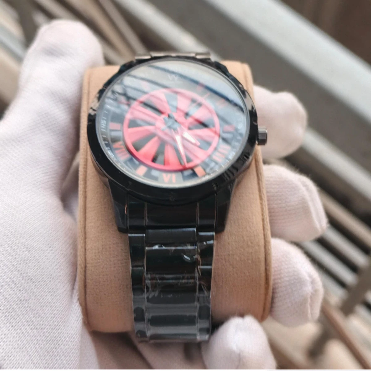 V9  WATCH MODEL 3040 CHAIN BLACK DIAL BLACK OR RED COLOUR WATCH FOR MAN + এক পিস ব্যাটারি ফ্রি