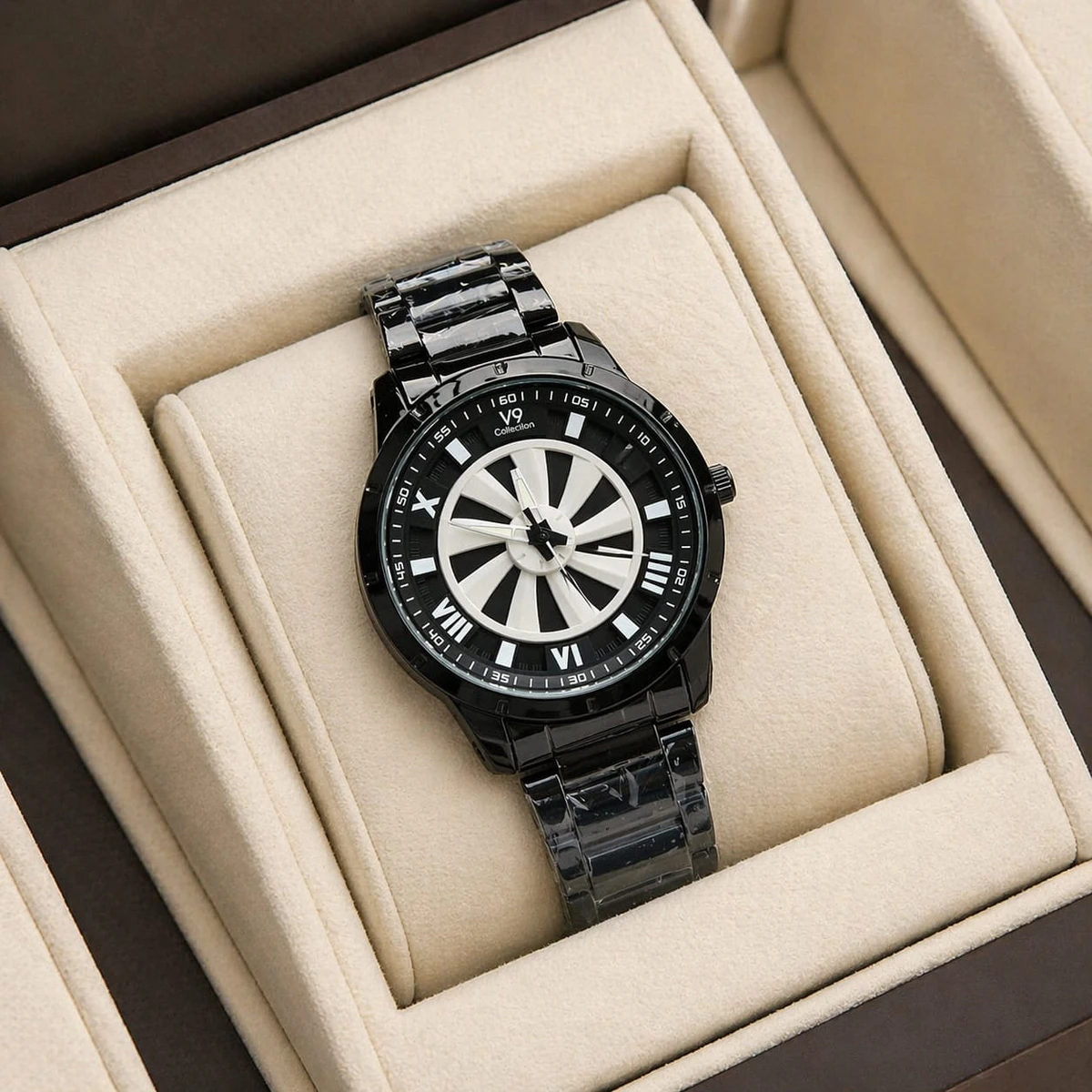 V9 WATCH MODEL 3040 CHAIN BLACK DIAL BLACK OR WHITE COLOUR WATCH FOR MAN + এক পিস ব্যাটারি ফ্রি