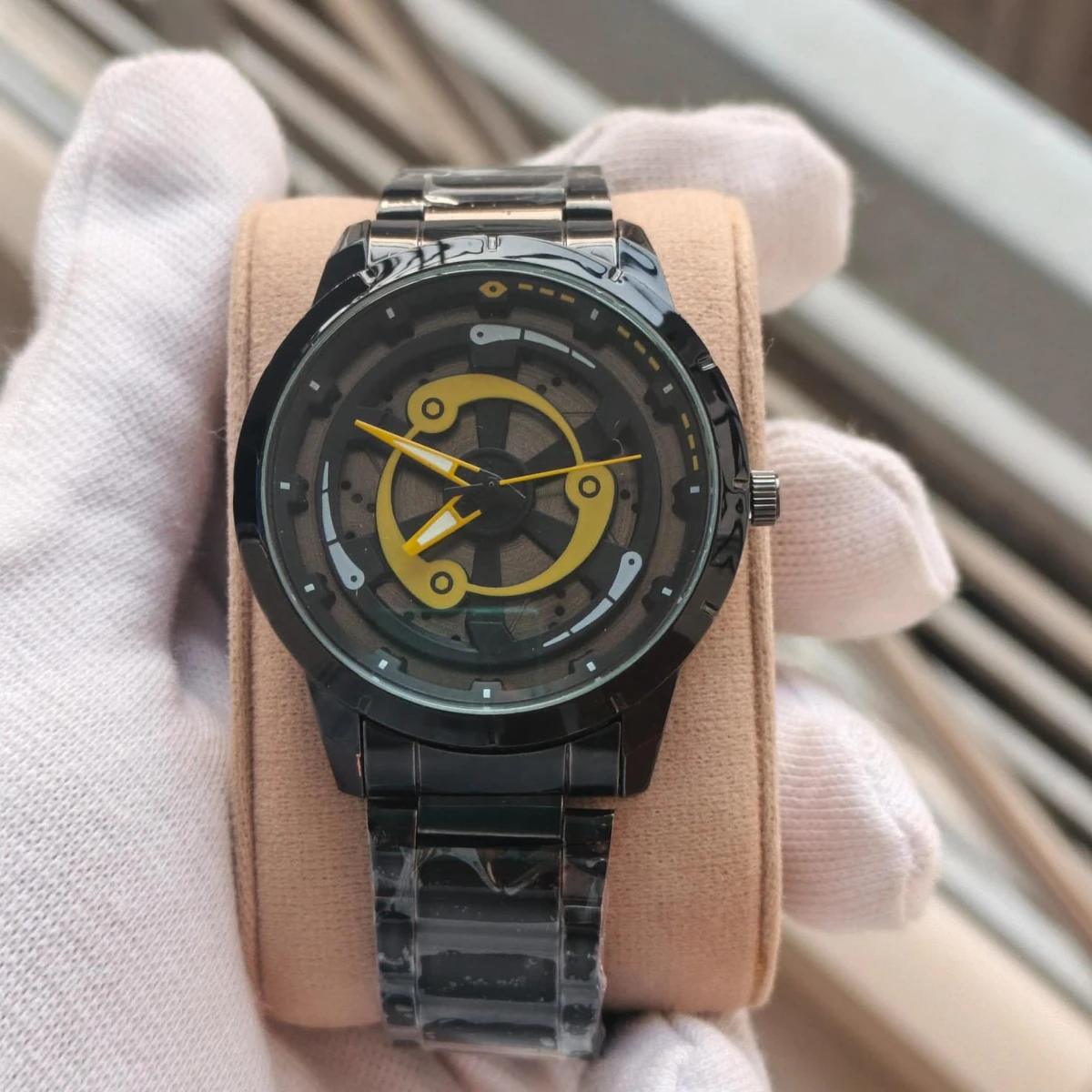 NEW WATCH MODEL 3050 CHAIN BLACK DIAL BLACK OR YELLOW CHORKI COLOUR WATCH FOR MAN + এক পিস ব্যাটারি ফ্রি