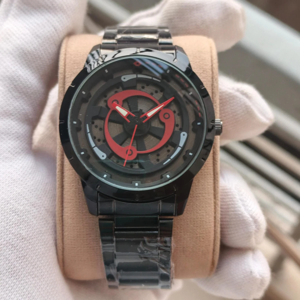 NEW WATCH MODEL 3050 CHAIN BLACK DIAL BLACK OR RED CHORKI COLOUR WATCH FOR MAN + এক পিস ব্যাটারি ফ্রি