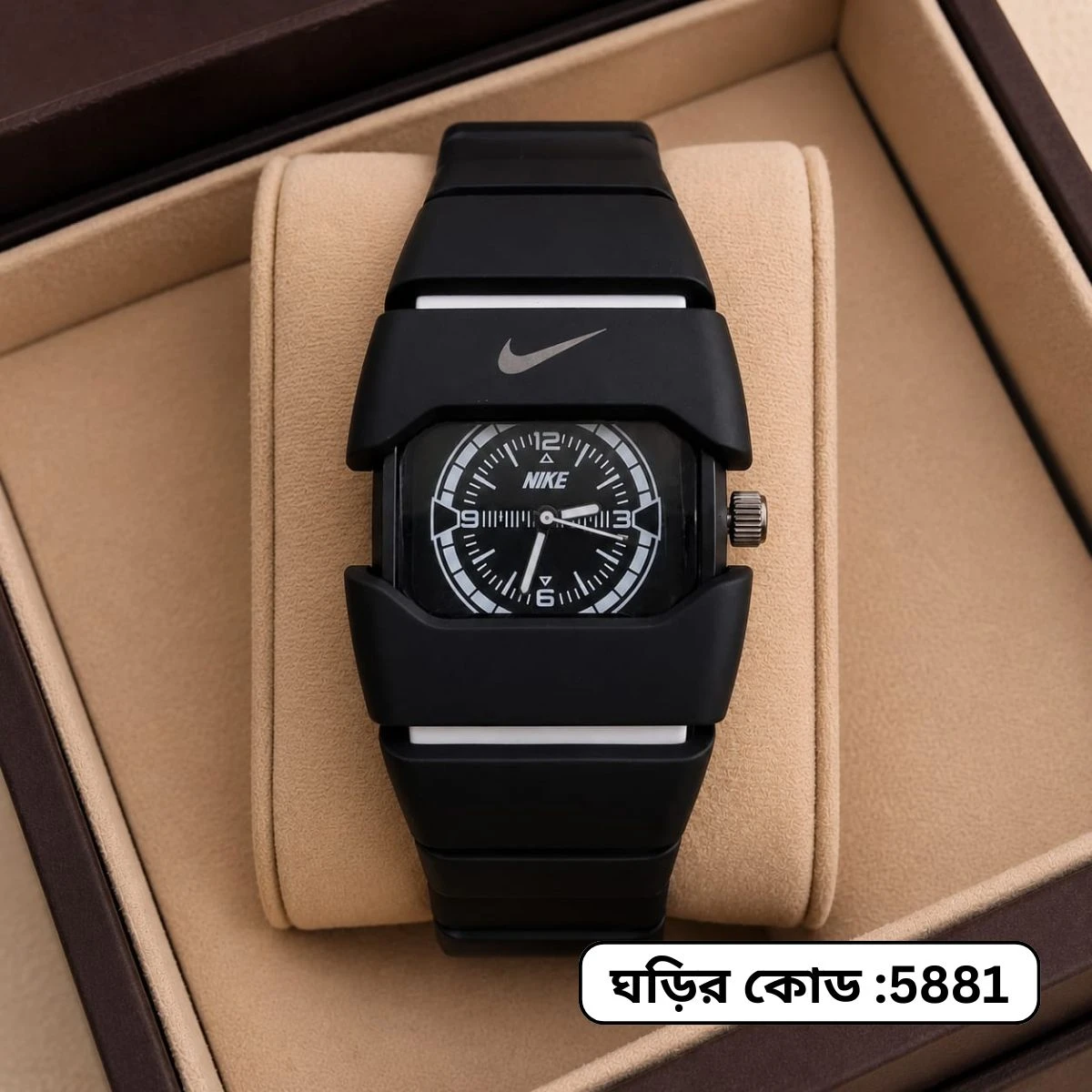 Premium Unisex Stylish Watch – Luxury Design - Nike Watch Model 9090 Full Black Or White  Colour Dial Black Or White  - এক পিস ব্যাটারি ফ্রি