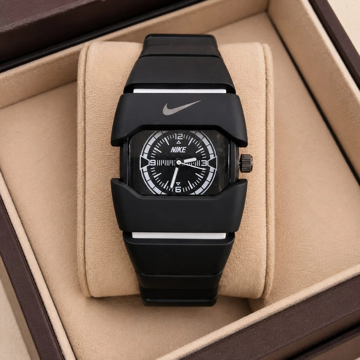 Premium Unisex Stylish Watch – Luxury Design - Nike Watch Model 9090 Full Black Or White  Colour Dial Black Or White  - এক পিস ব্যাটারি ফ্রি
