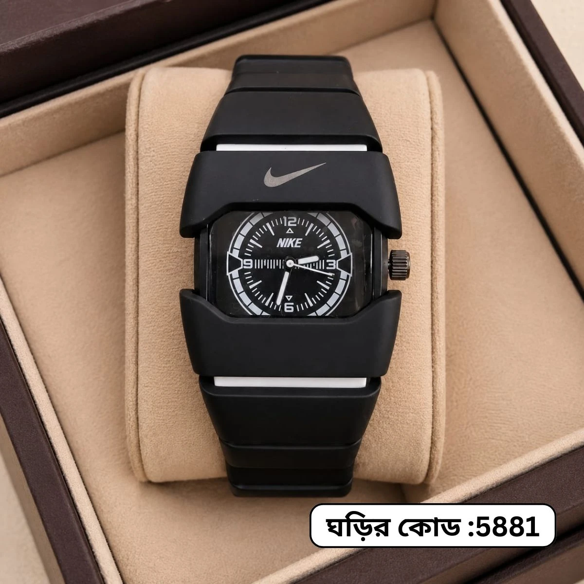 Premium Unisex Stylish Watch – Luxury Design - Nike Watch Model 9090 Full Black Or White  Colour Dial Black Or White  - এক পিস ব্যাটারি ফ্রি