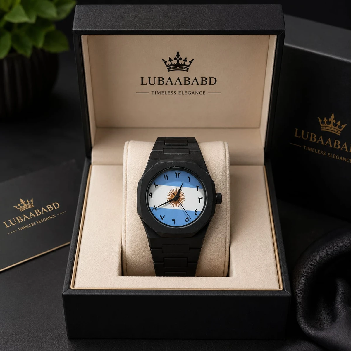 Exclusive Argentina Flag World Cup Football Watch for Men -  Black Matte Finish Fiber Look Arabic Numeral Dial Wrist Watch - + এক পিস ব্যাটারি ফ্রি