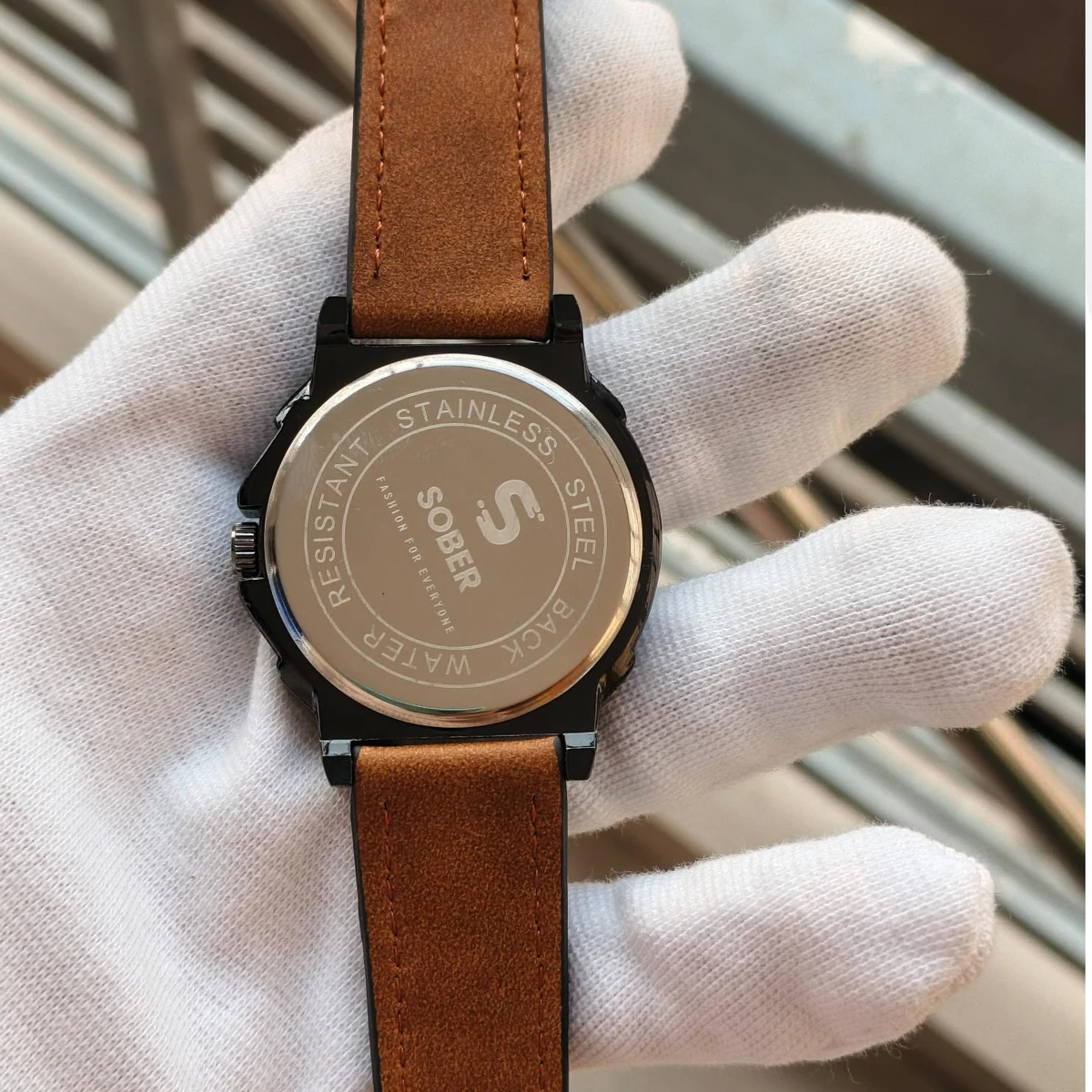 Sober Watch Model 890 Premium Watch Belt Brown  Dial Black Colour Watch For Man + এক পিস ব্যাটারি ফ্রি।
