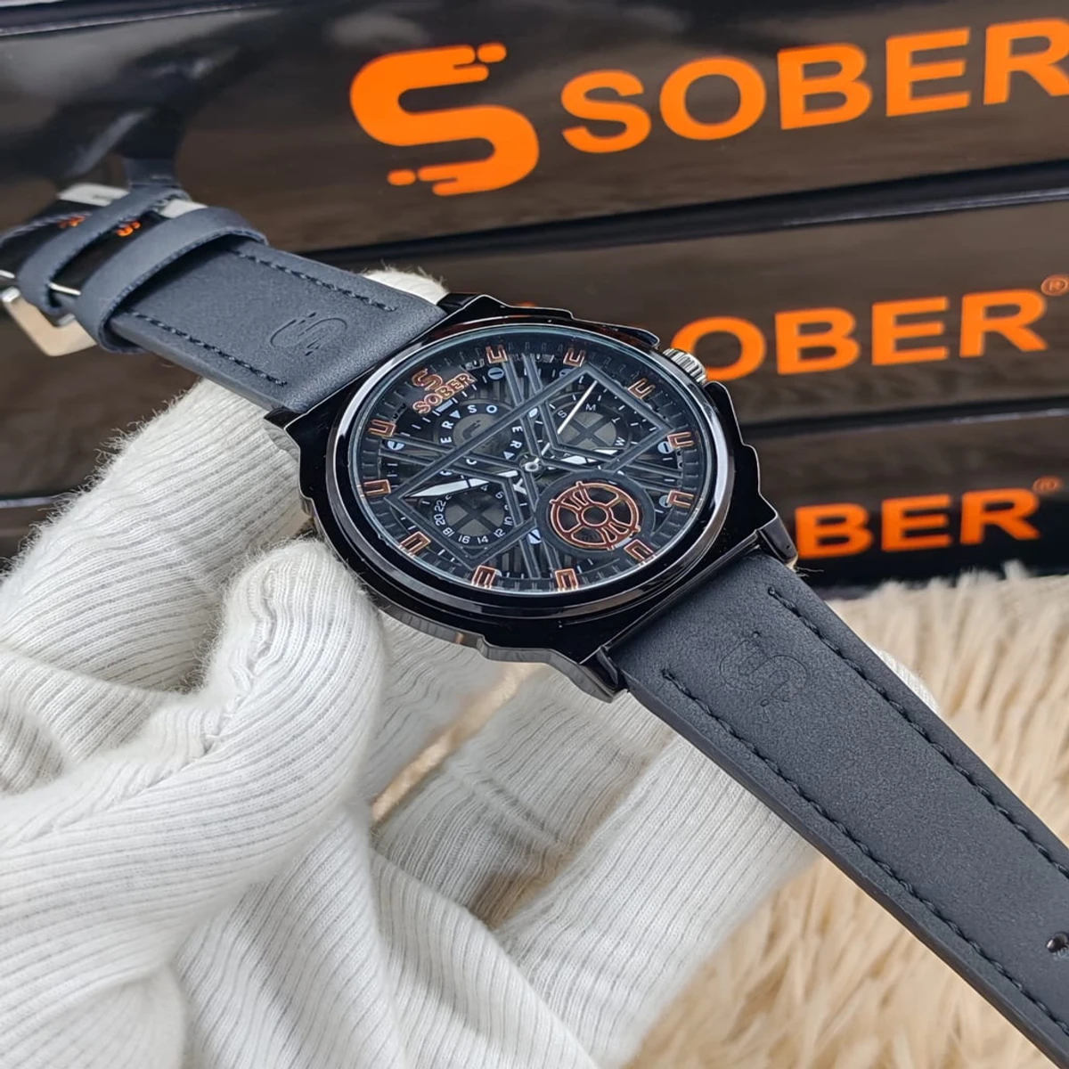 Sober Watch Model 890 Premium Watch Belt Black Dial Black Colour Watch For Man + এক পিস ব্যাটারি ফ্রি।