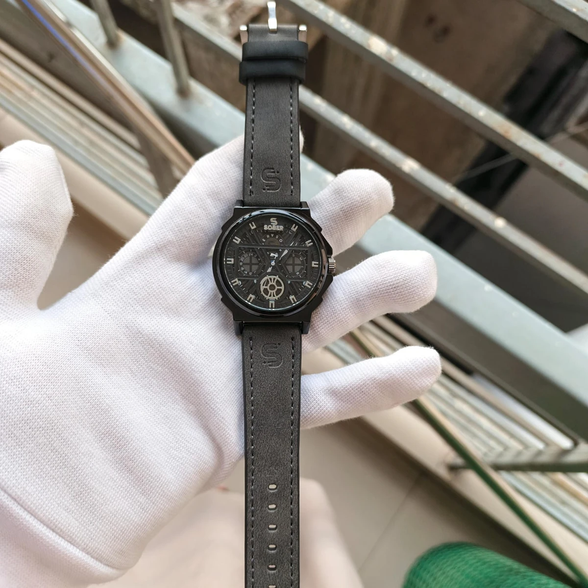 Sober Watch Model 890 Premium Watch Belt Ash Dial Black Colour Watch For Man + এক পিস ব্যাটারি ফ্রি।