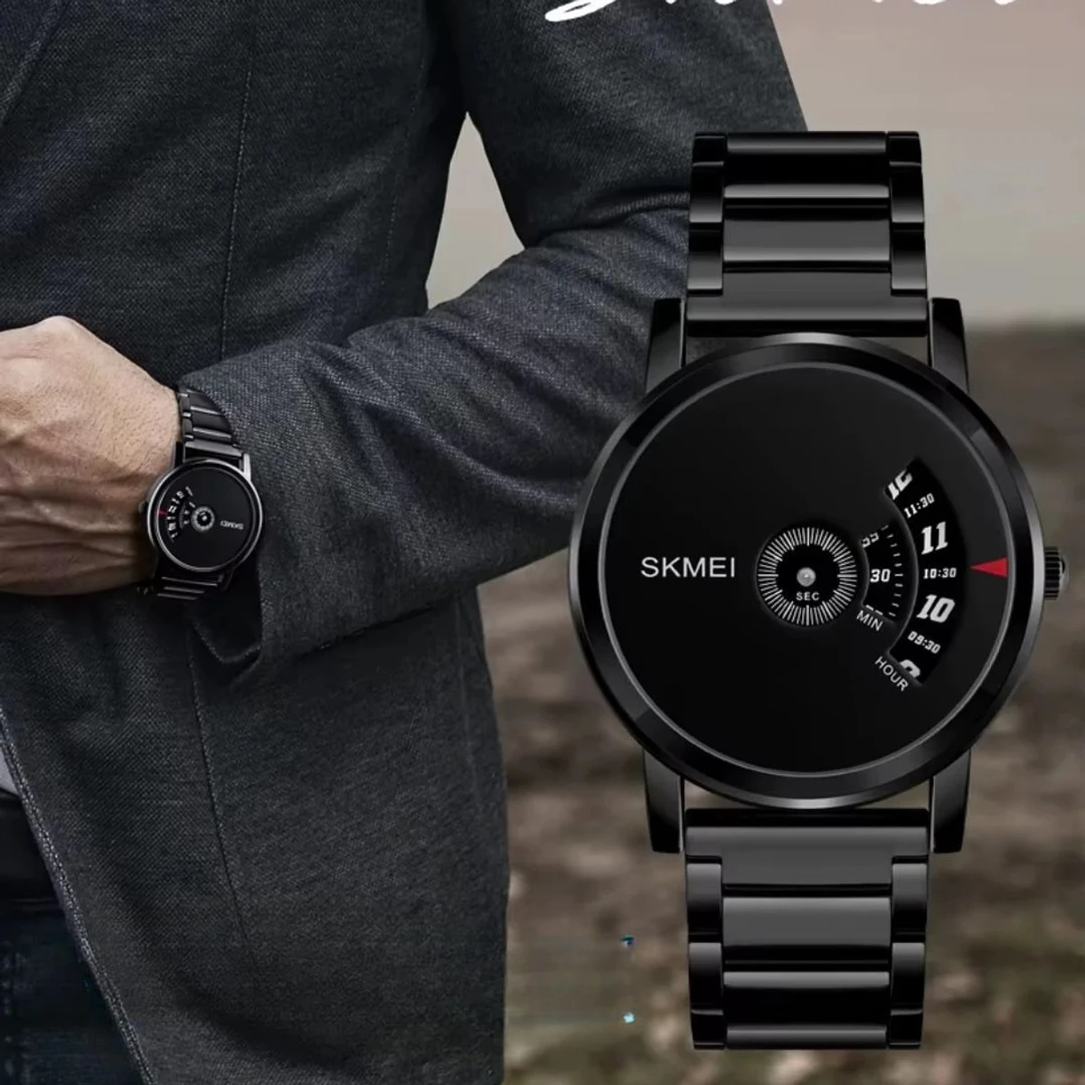 SKMEI WATCH MODEL 1260 Stainless Steel Watch For Men – Full Black Colour Watch -