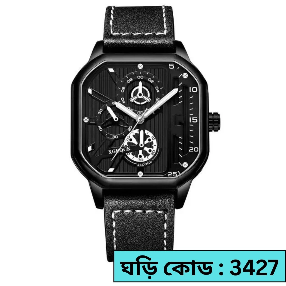 TRSOYE WATCH FULL BLACK WATCH DIAL AR KATA GULOW WHITE HOBE