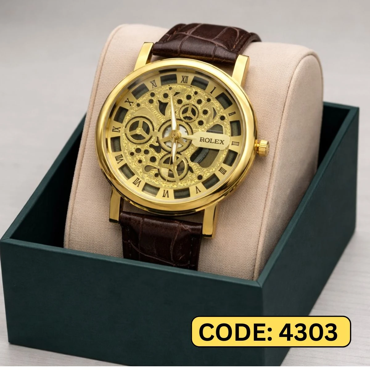 Luxury Skeleton Dial Men’s Watch - স্টাইলিশ স্কেলেটন ডায়াল মেন্স ওয়াচ  + এক পিস ব্যাটারি ফ্রি