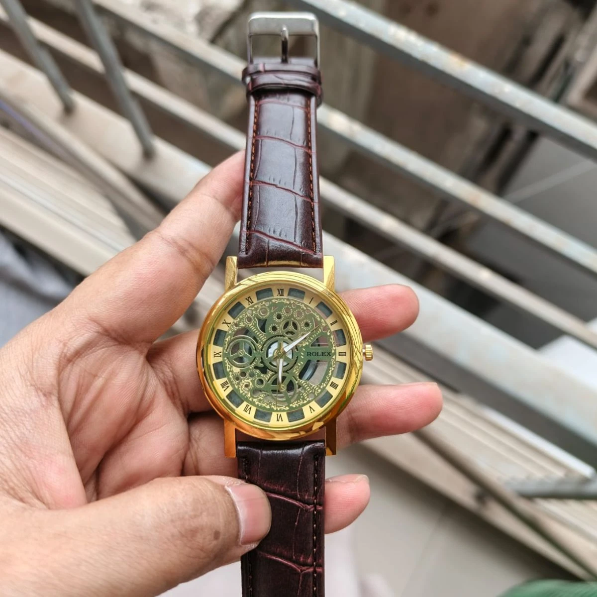 Luxury Skeleton Dial Men’s Watch - স্টাইলিশ স্কেলেটন ডায়াল মেন্স ওয়াচ  + এক পিস ব্যাটারি ফ্রি