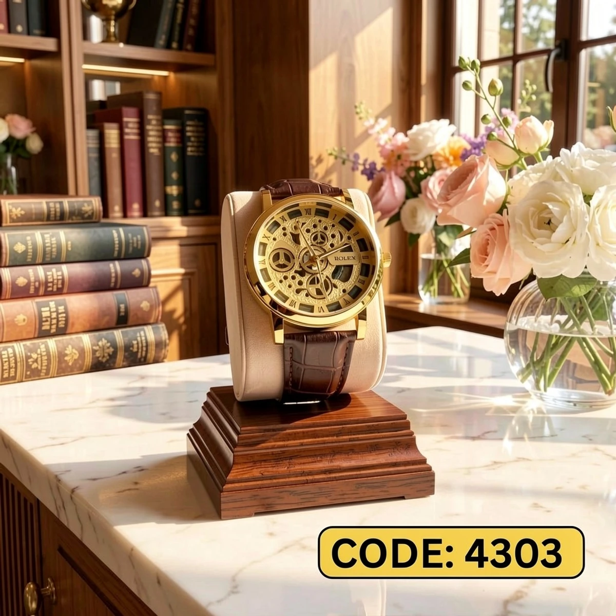 Luxury Skeleton Dial Men’s Watch - স্টাইলিশ স্কেলেটন ডায়াল মেন্স ওয়াচ  + এক পিস ব্যাটারি ফ্রি