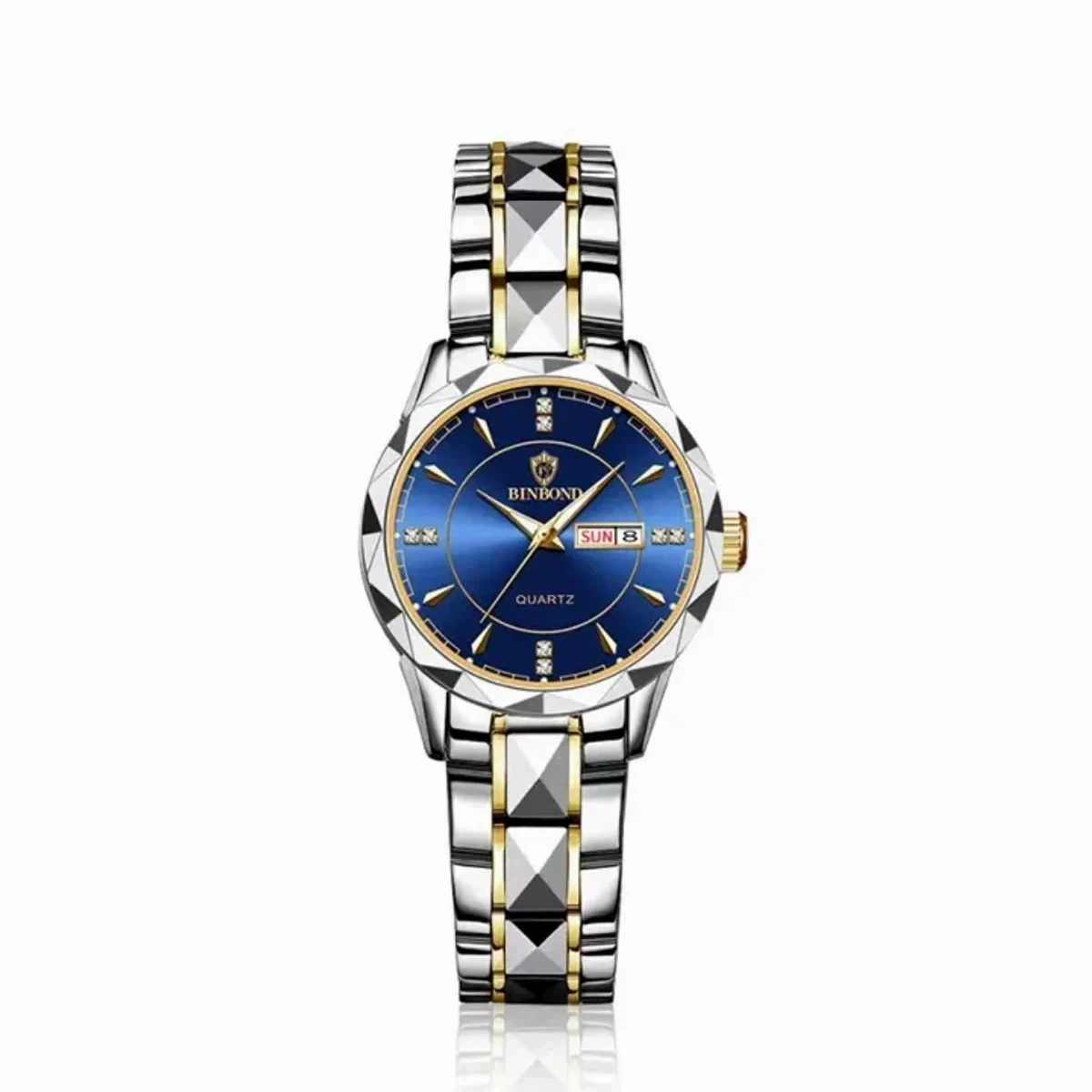 Luxury Binbond Stainless Steel Classic Waterproof Watch for Women Toton ar dial blue