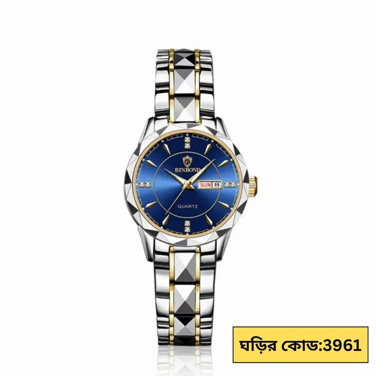 Luxury Binbond Stainless Steel Classic Waterproof Watch for Women Toton ar dial blue