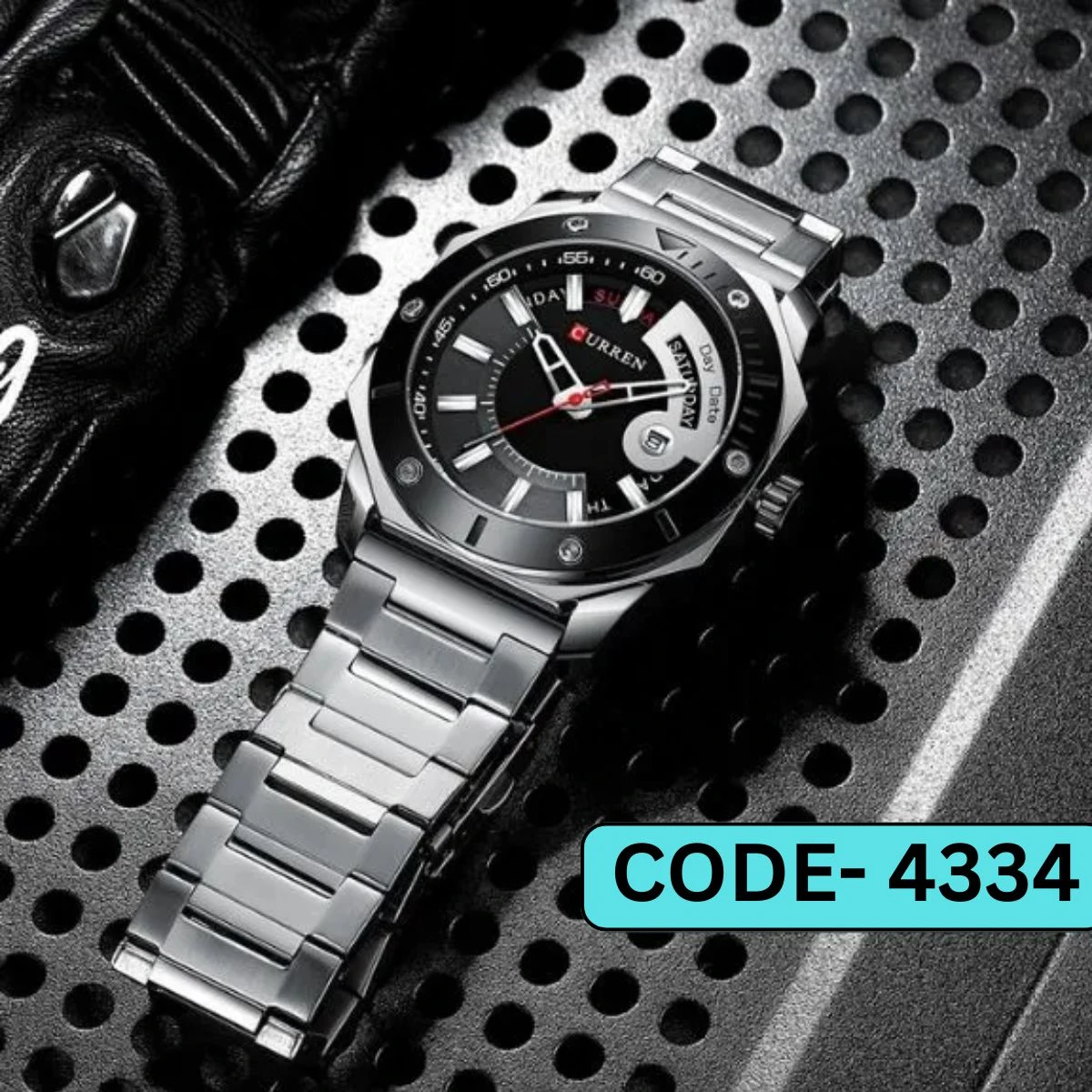 CURREN WATCH MODEL 8344 SILVER CHAIN DIAL BLACK FOR MAN