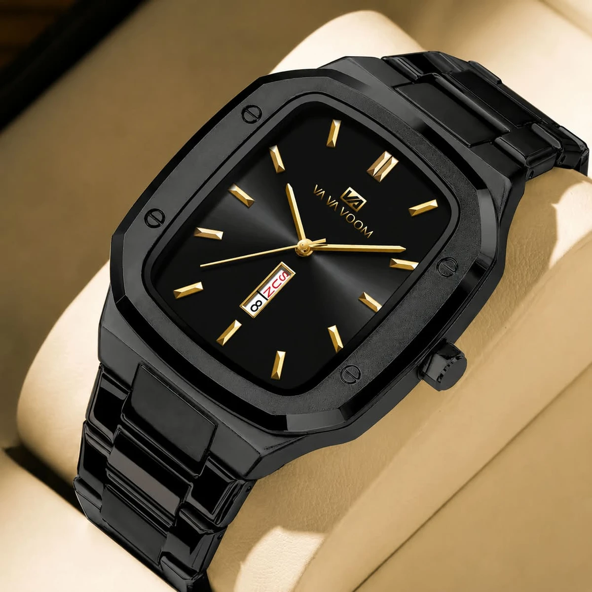 Vava Voom Watch Model 3020 Stainless Steel Watch For Man - Full Black Colour - + এক পিস ব্যাটারি ফ্রি
