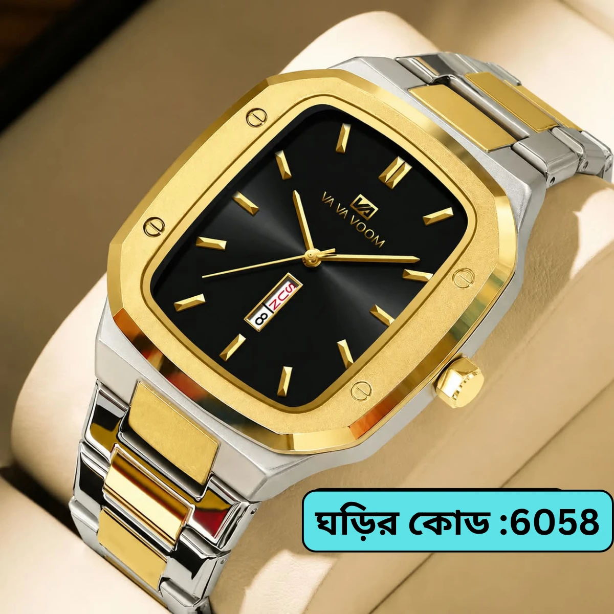 Vava Voom Stainless Steel Watch Model 3020 Toton ar Dial Black Colour Watch For Man + এক পিস ব্যাটারি ফ্রি