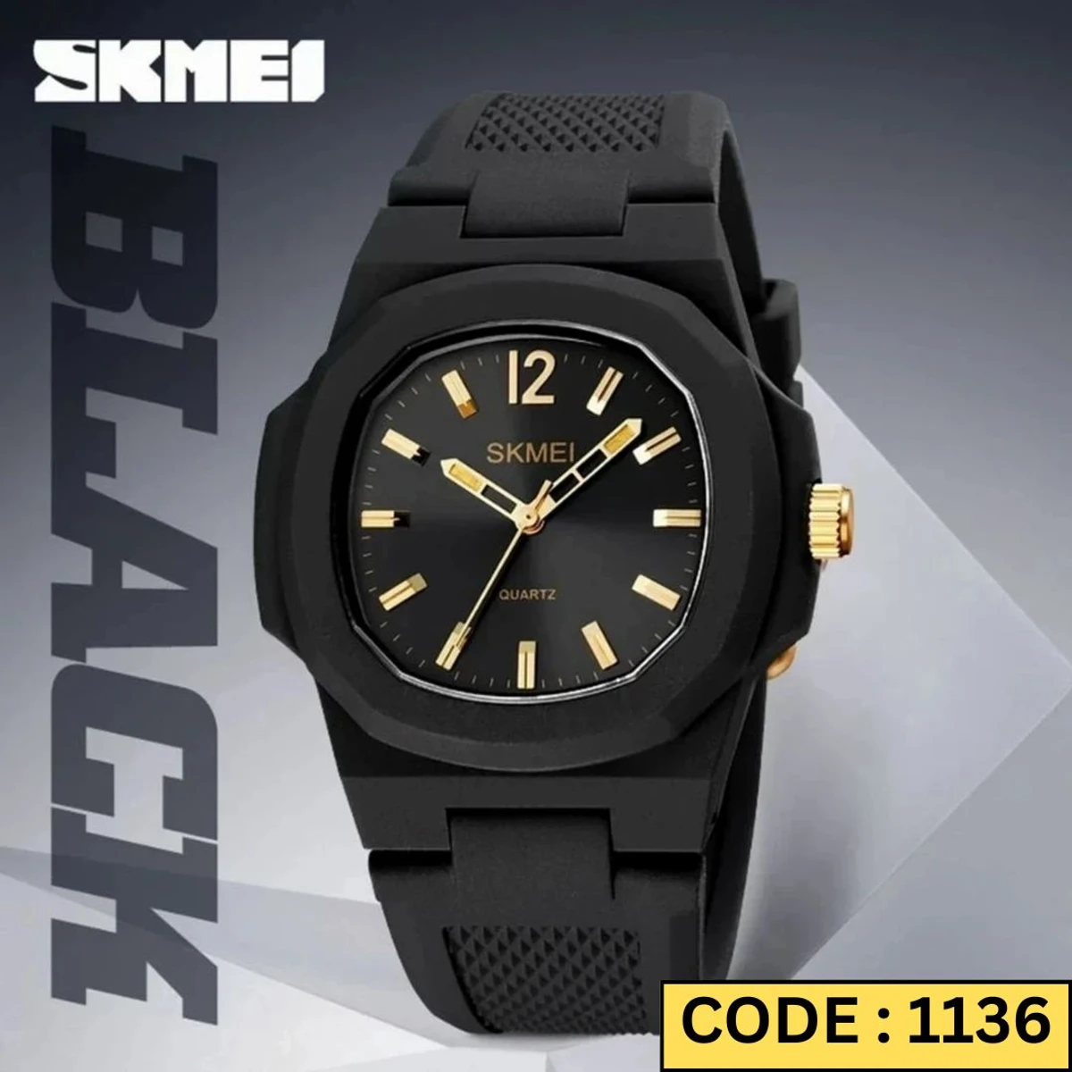 SKMEI Model 1717 Watch Retro Silicone Band Casual Analog Quartz Model 1717 skmei Cooler black or golden dial .