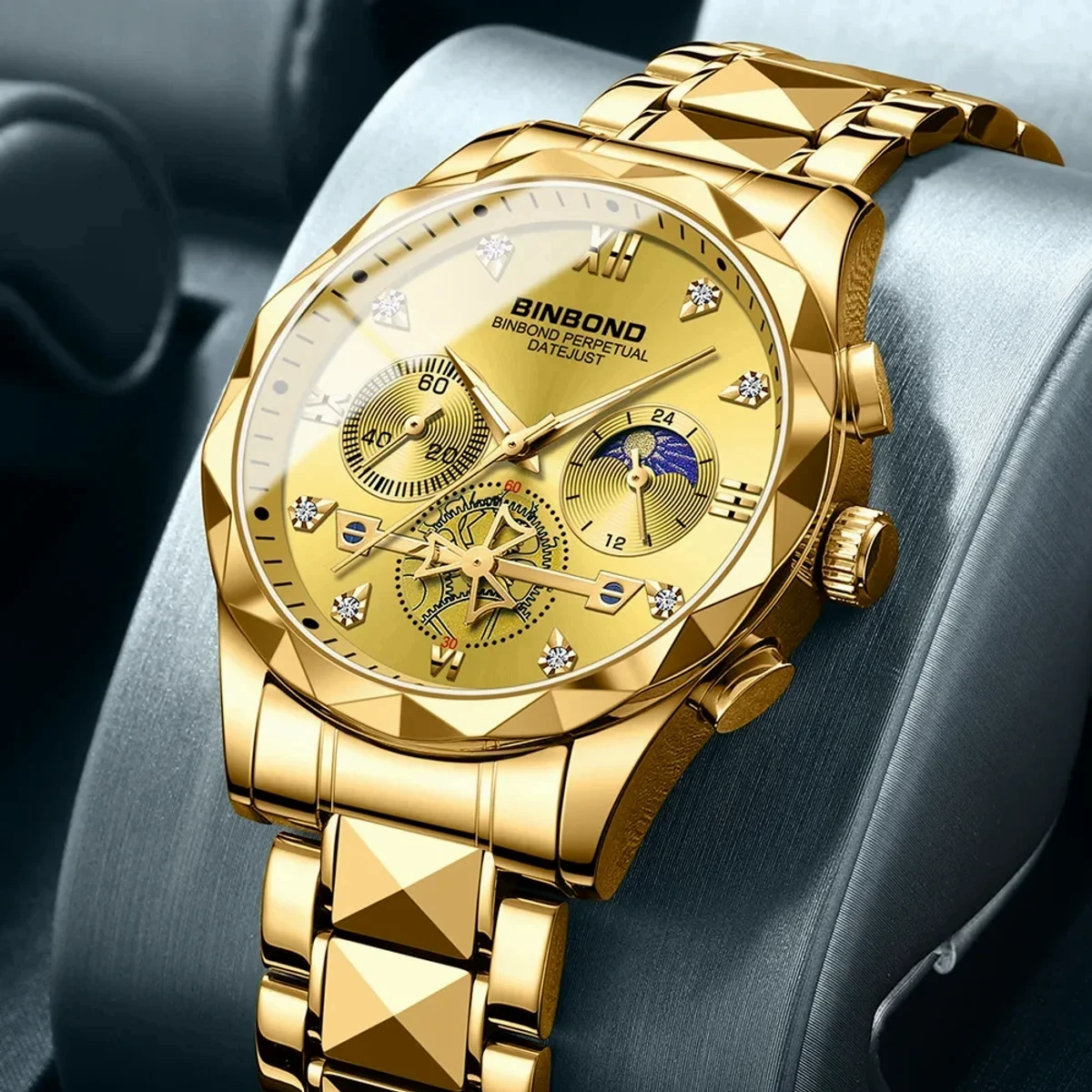 BINBOND Chronograph watch - Full Golden FOR MAN