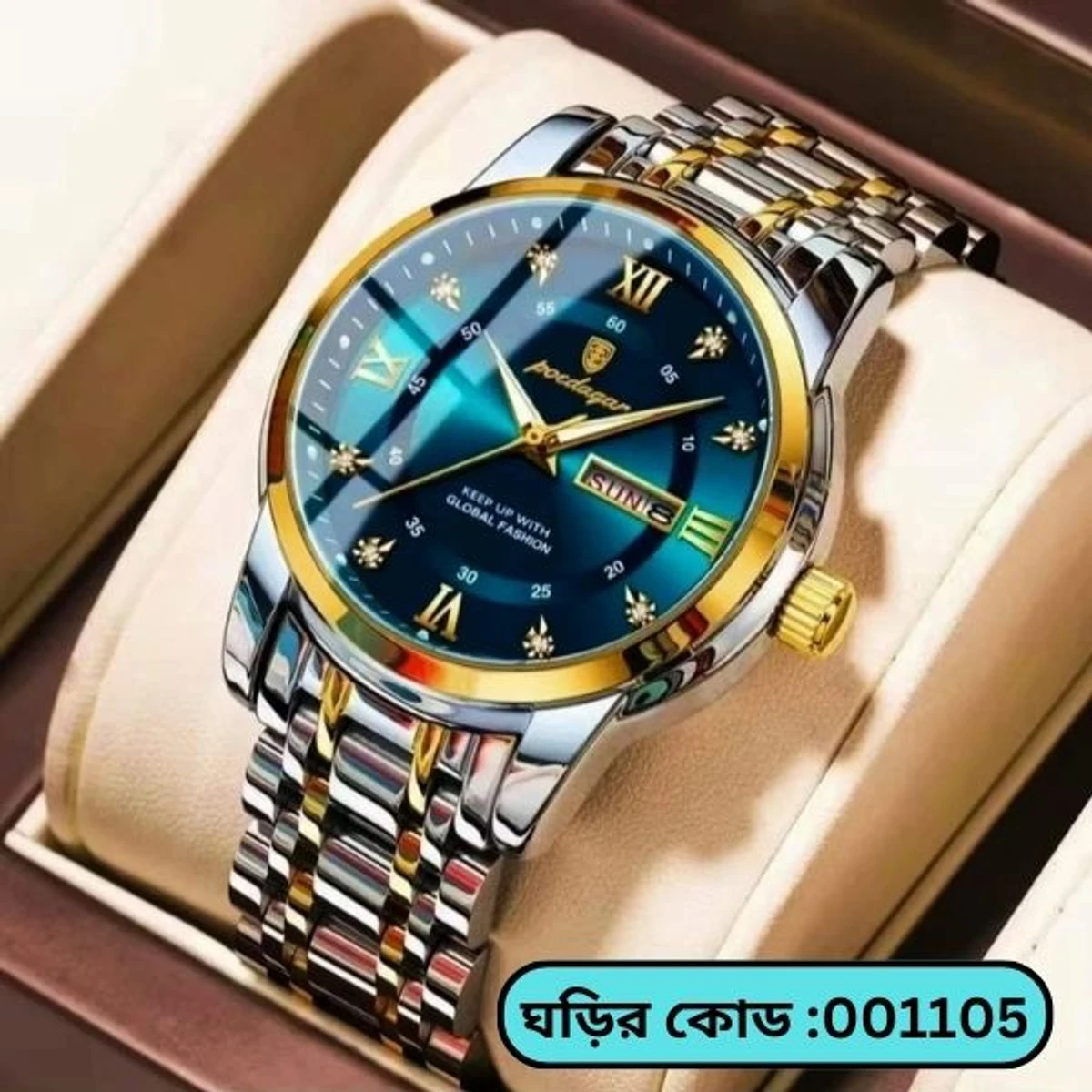 Poedagar Watch Model 936 Clone Watch For Men Stainless Steel Watches Toton ar Dial BLUE