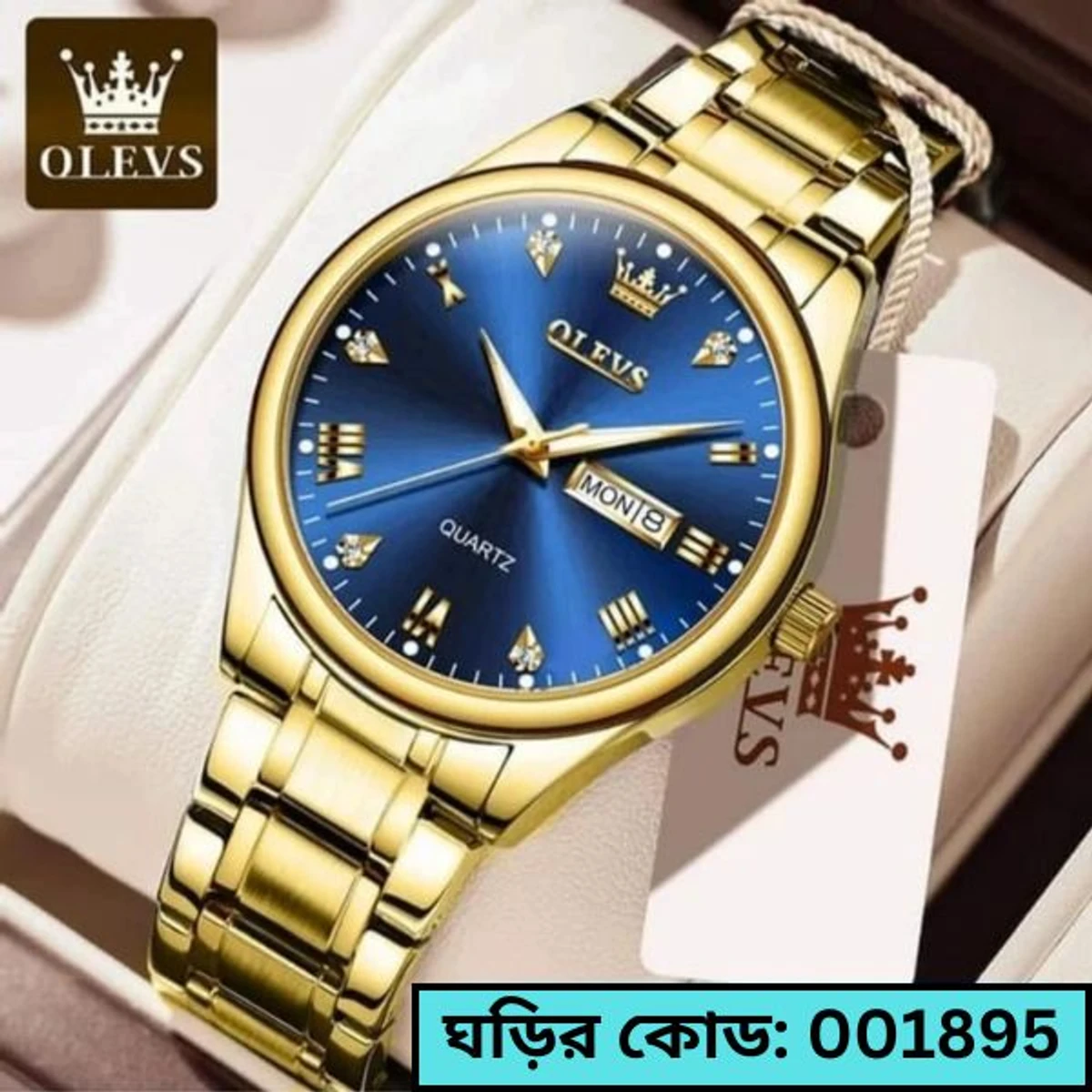 OLEVS MAN 5563 GOLDEN CHAIN DIAL BLUE