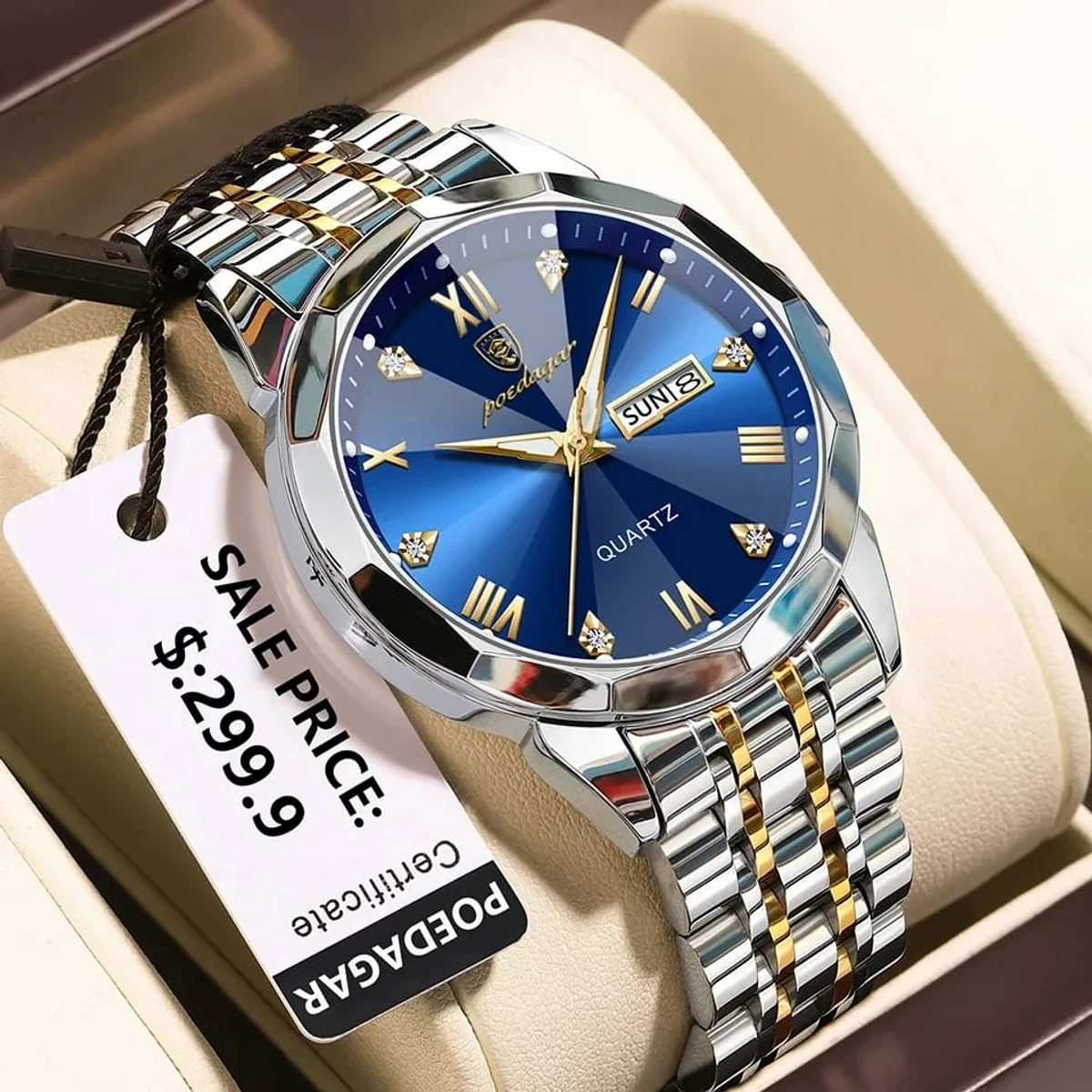 Luxury Men Watches Poydagor Model 810 Toton Ar Dial Blue Colour Watch