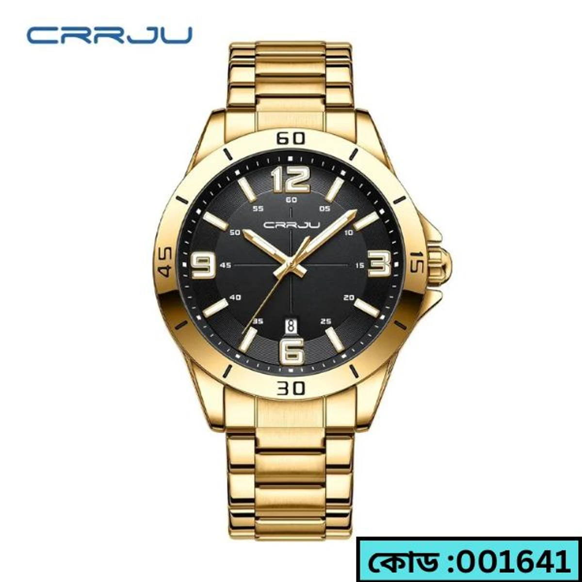 CRRJU MODEL 5003 Man’s Premium Quality Watch Golden Chain Dial Black Cooler Man Watch Date Shoho