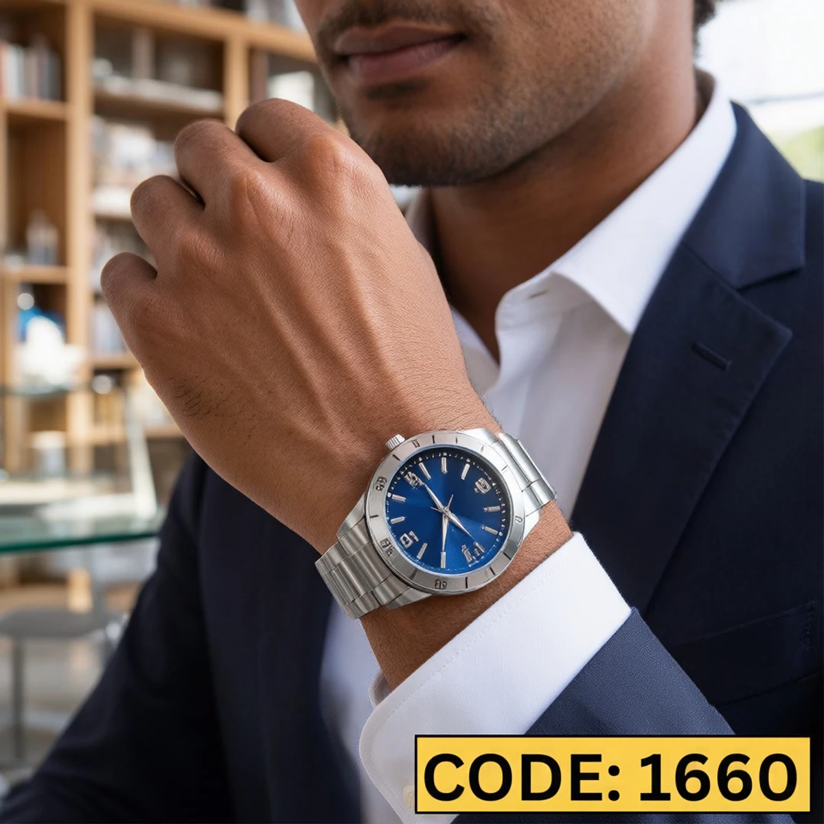 CRRJU MODEL 5003 Man’s Premium Quality Watch Silver Chain Dial Blue Cooler Man Watch