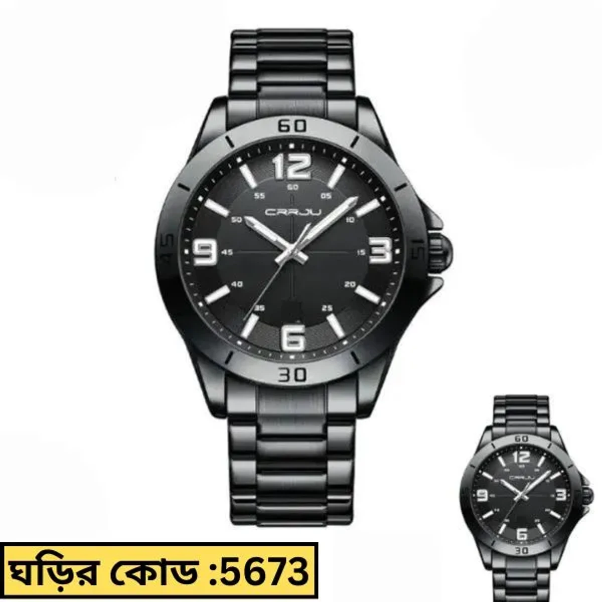 CRRJU MODEL 5003 Man’s Premium Quality Watch Full Black Cooler Man Watch CODE -5673