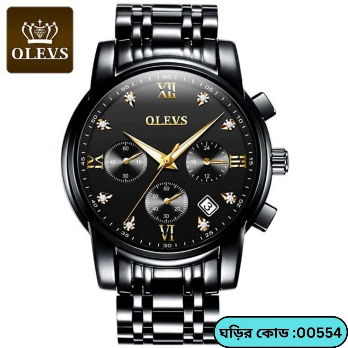 OLEVS MODEL 2858 Watch for Men Stainless Steel Watches - 2858 Full BLACK COOLER WATCH - MAN WATCH
