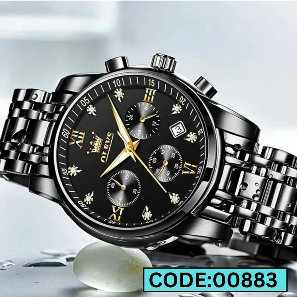 OLEVS MODEL 2858 Watch for Men Stainless Steel Watches - 2858 Full BLACK COOLER WATCH - MAN WATCH