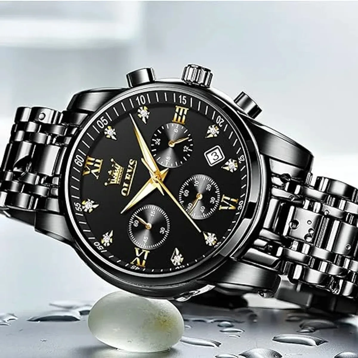 OLEVS MODEL 2858 Watch for Men Stainless Steel Watches - 2858 Full BLACK COOLER WATCH - MAN WATCH