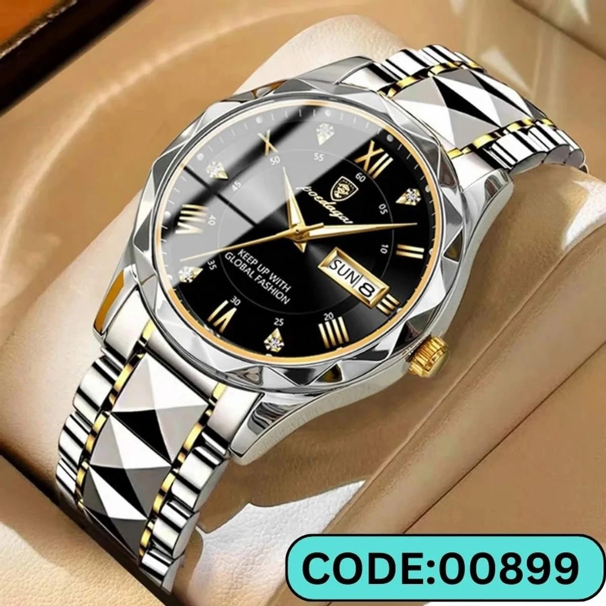 CHAIN DIMOND CARD DEGAIN POEDAGAR WATCH MODEL 615 Toton ar dial black colour + এক পিস ব্যাটারি ফ্রি
