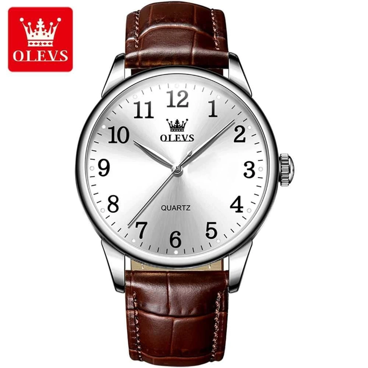 OLEVS WATCH MODEL 5535 FASHION WATCH FOR MEN BELT BROWN DIAL WHITE COLOUR WATCH- MAN WATCH