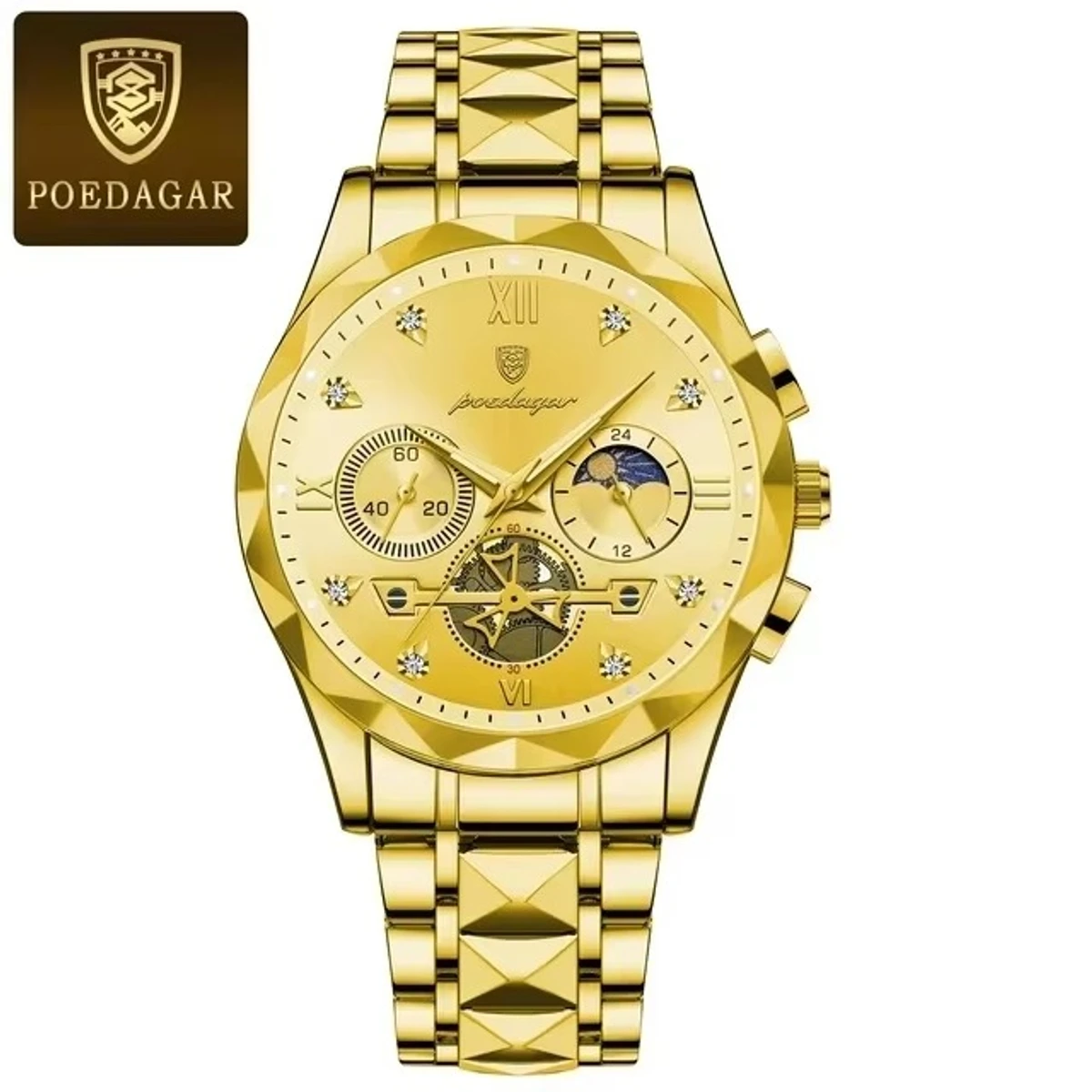 Poedagar  Chronograph watch - Full Golden FOR MAN