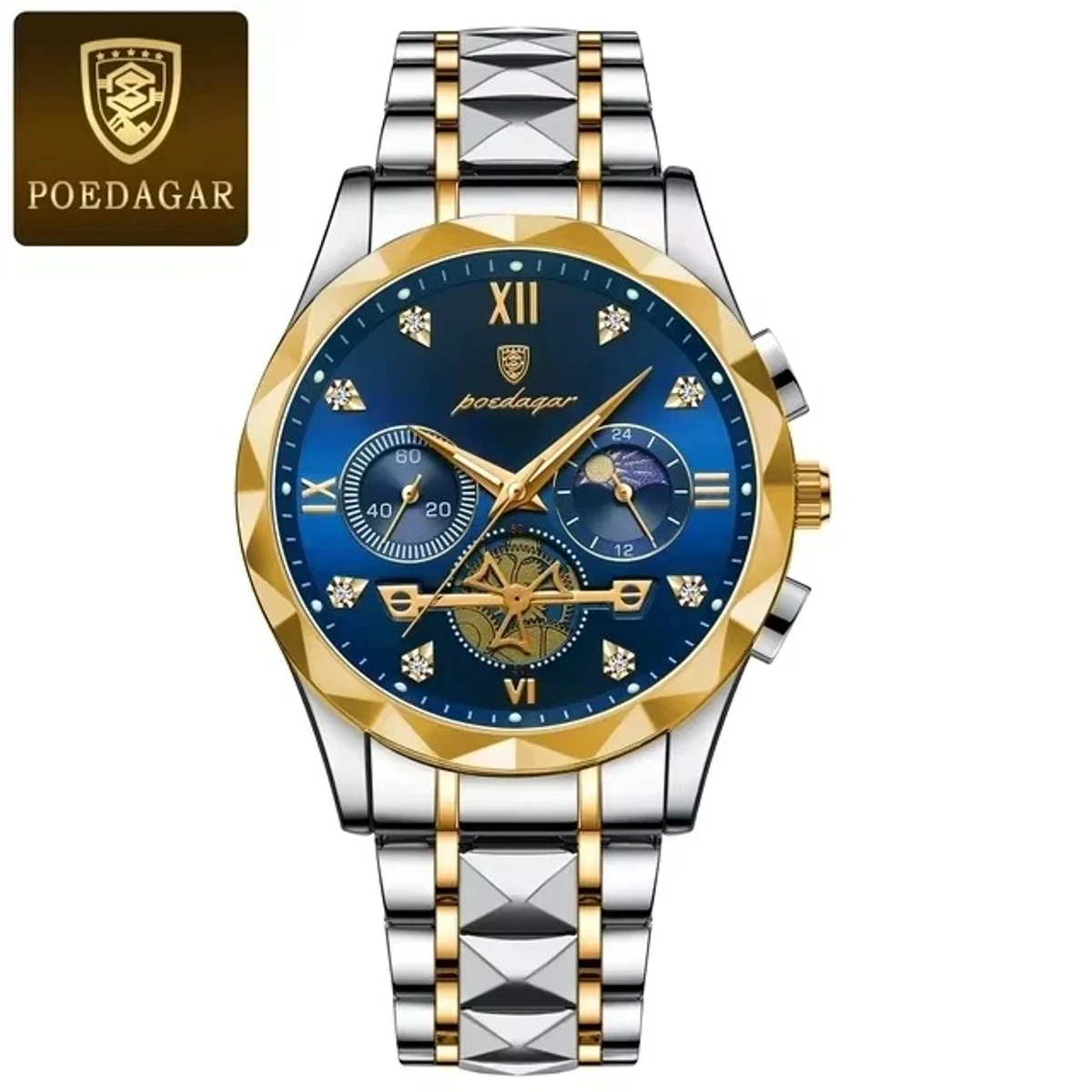 Poedagar Chronograph watch TOTON AR DIAL BLUE COLOUR WATCH MEN