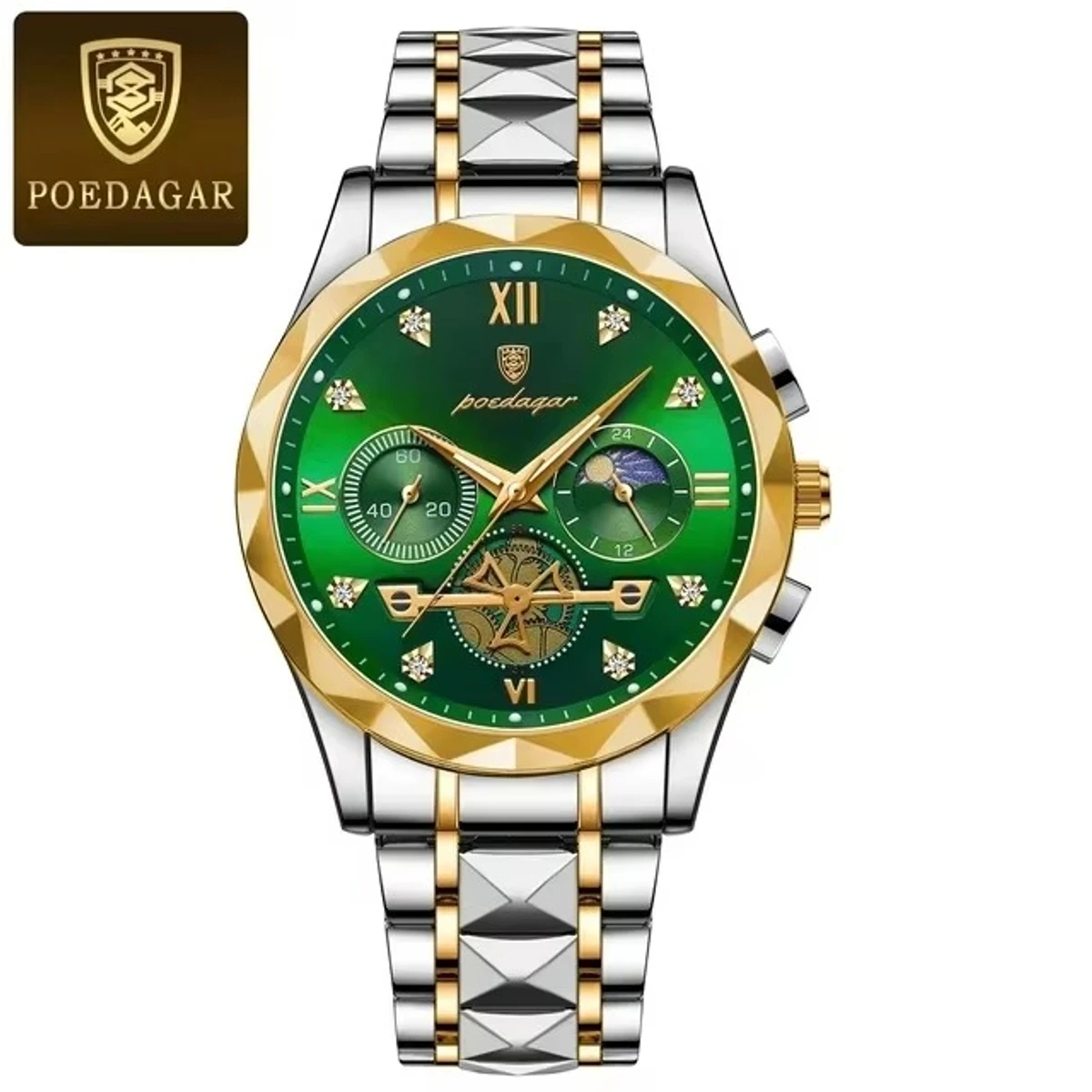 Poedagar  Chronograph TOTON AR DIAL GREEN COLOUR WATCH FOR MAN