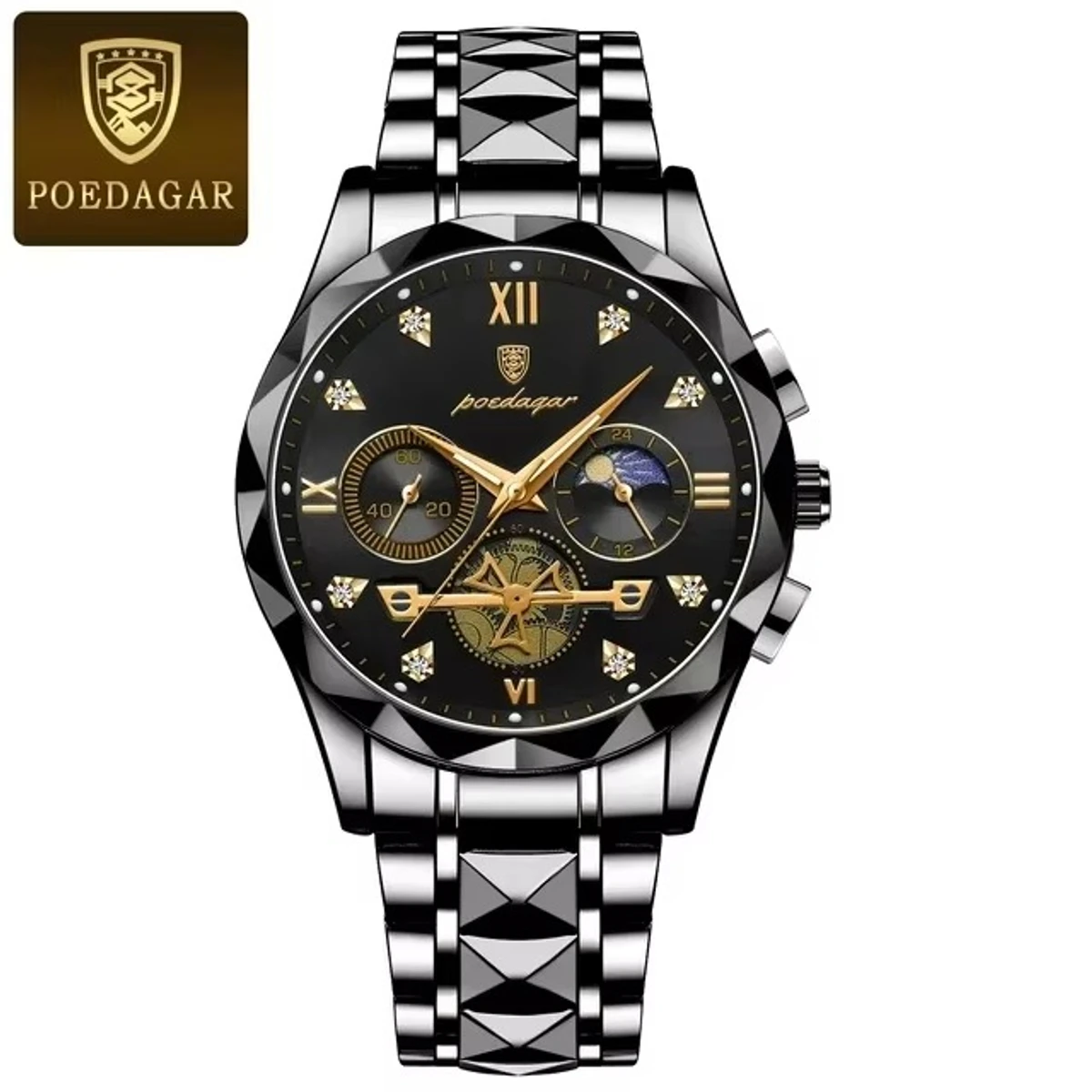 Poedagar  Chronograph watch FULL BLACK COLOUR FOR MAN