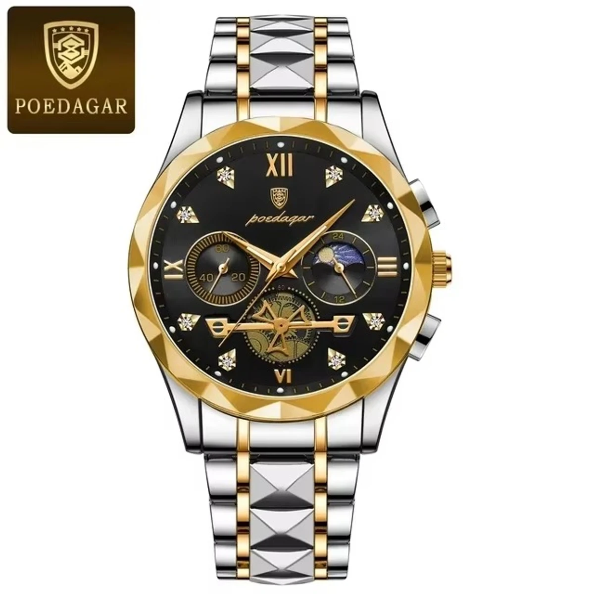 Poedagar Chronograph watch - Toton ar Dial Black COLOUR WATCH FOR MAN