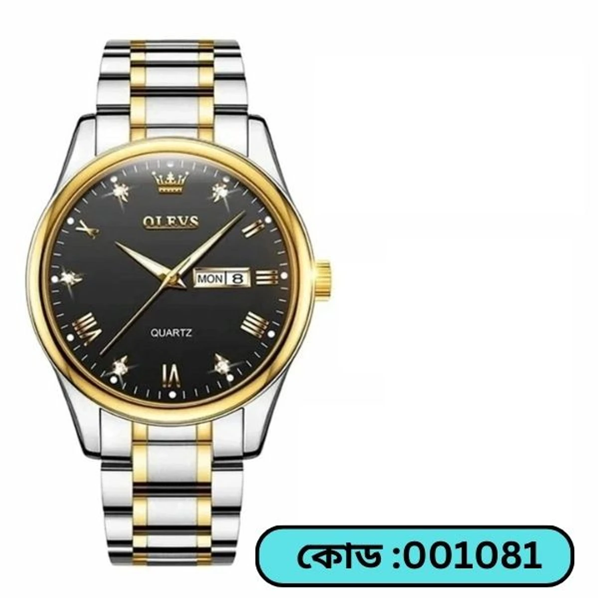 Top Brand OLEVS 5563 MODEL TOTON AR DIAL BLACK COLOUR WATCH FOR MAN