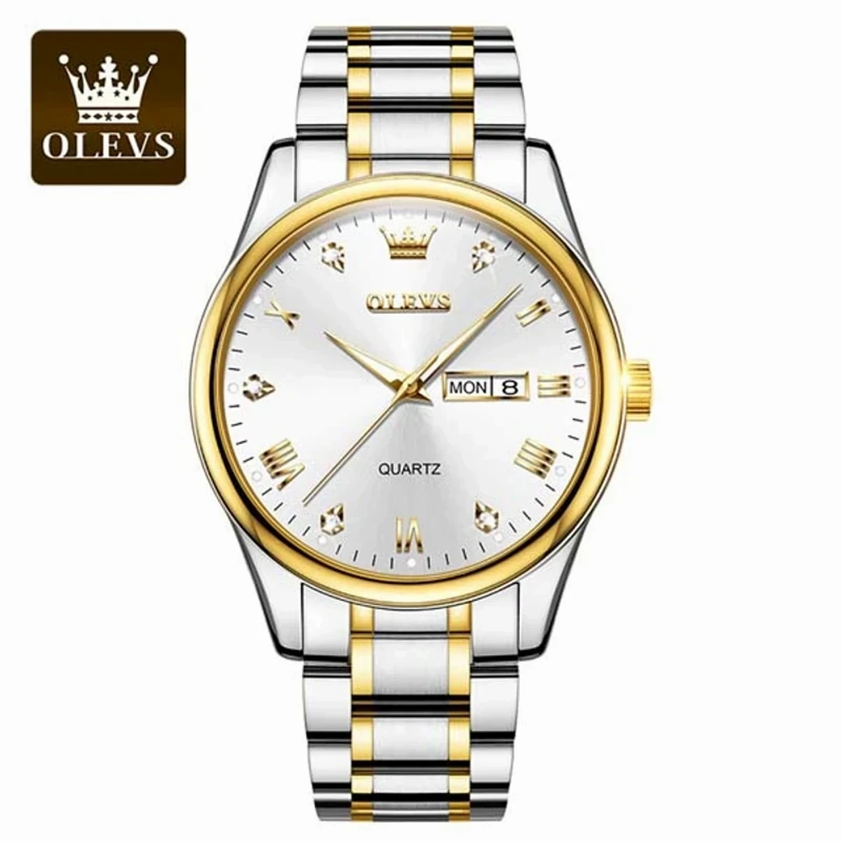 OLEVS MODEL 5563 TOP BRAND OLEVS MENS CLASSIC QUARTZ STAINLESS STEEL WATCH OLEVS MAN 5563 TOTON AR WHITE DIAL