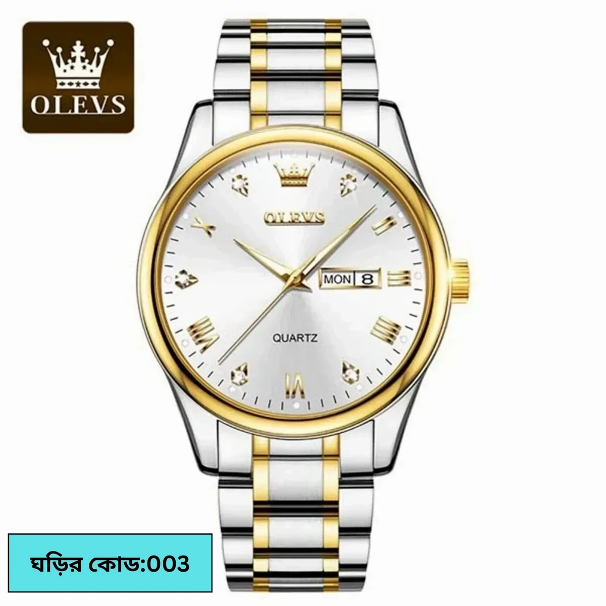 OLEVS MODEL 5563 TOP BRAND OLEVS MENS CLASSIC QUARTZ STAINLESS STEEL WATCH OLEVS MAN 5563 TOTON AR WHITE DIAL