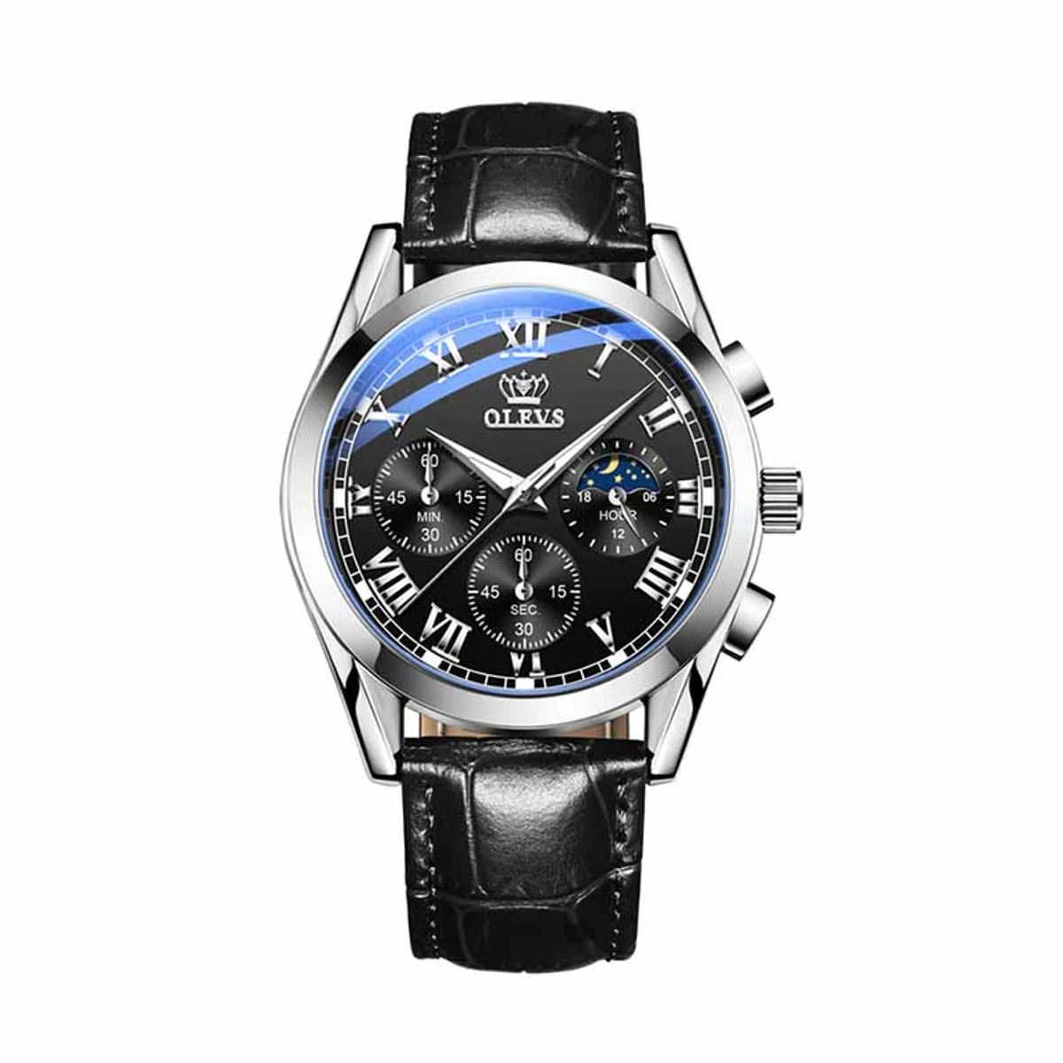 OLEVS WATCH MODEL 2871 FASHION WATCH FOR MEN BELT BLACK DIAL BLACK COOLER WATCH FOR MEN