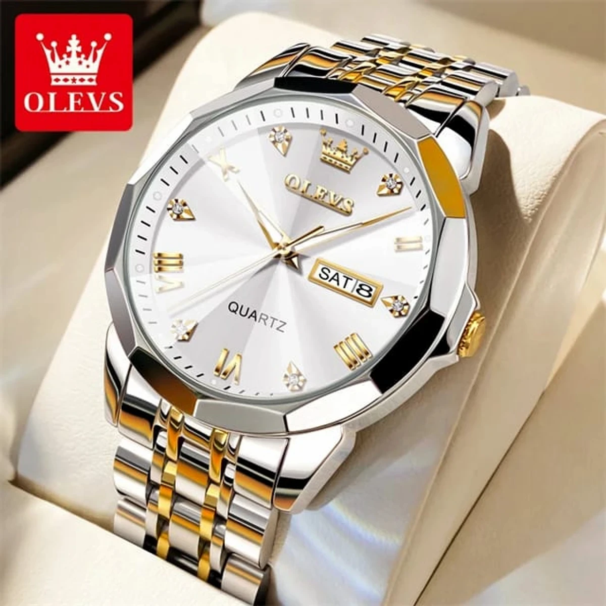 OLEVS MODEL 9931 Watch for Men Stainless Steel Watches - 9941 TOTON AR DIAL WHITE- MAN  WATCH